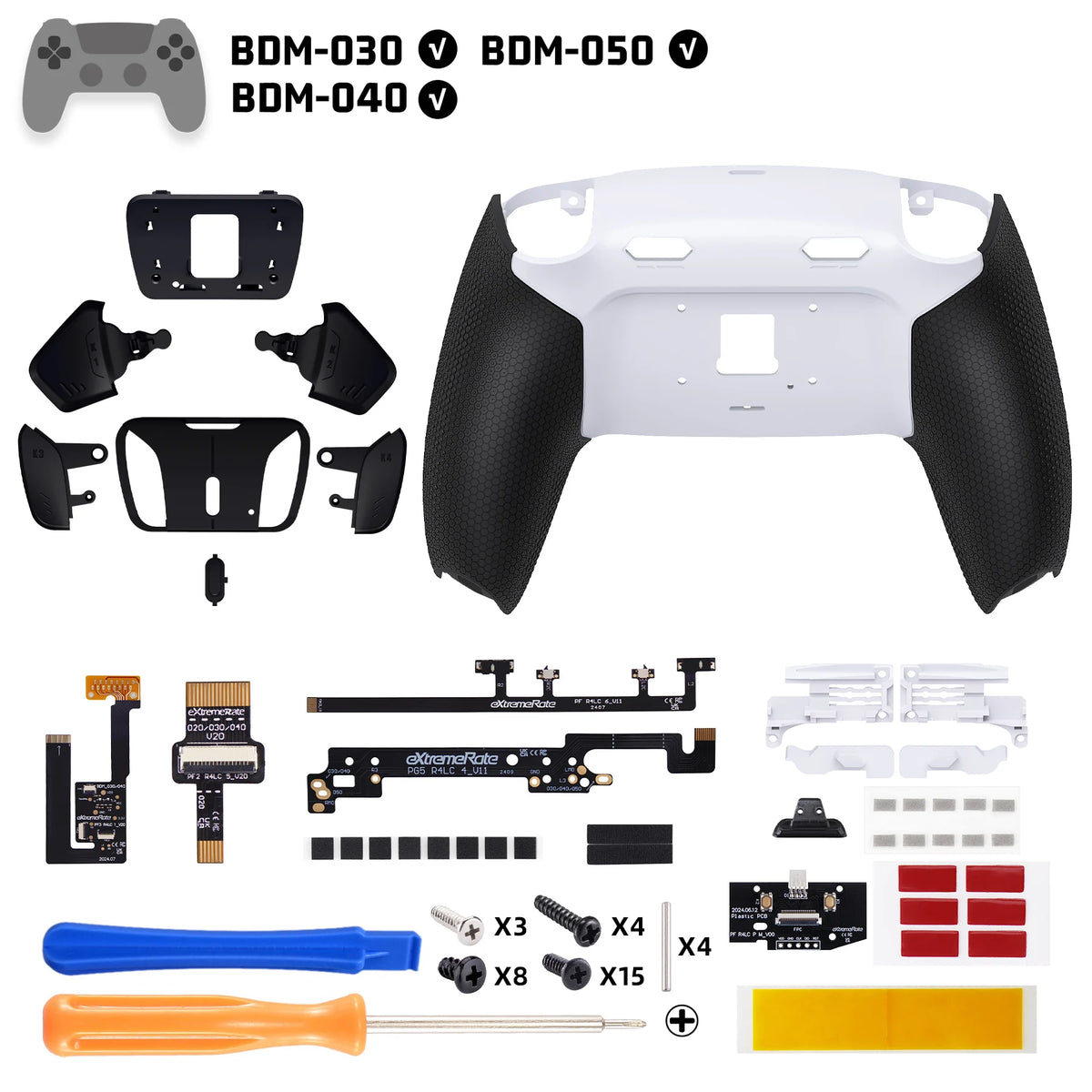 eXtremeRate RISE4 Plus MAX Remappable Back Button Kit w/Clicky Trigger Stop & Rubberized Grip for ps5 Controller BDM-030 040 050
