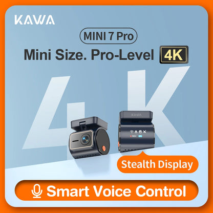 KAWA 4K Front Dash cam MINI 7 Pro,WiFi Car Camera with APP/Voice Control/WIFI6/GPS, AUTO Video Recorder,Dashcam,HDR,Dash camera