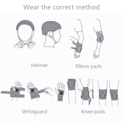 7Pcs/Set Kids Protective Gear Set Boys Girls Adjustable Size Helmet with Knee Pads Elbow Pads Wrist Guards for Cycling Scooter