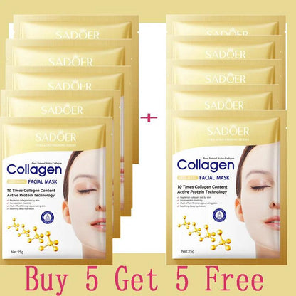 10PCS Collagen Anti Wrinkle Facial Mask Anti Aging Fade Fine Lines Firm Skin Moisturizing Brightening SkinCare Korean Cosmetics