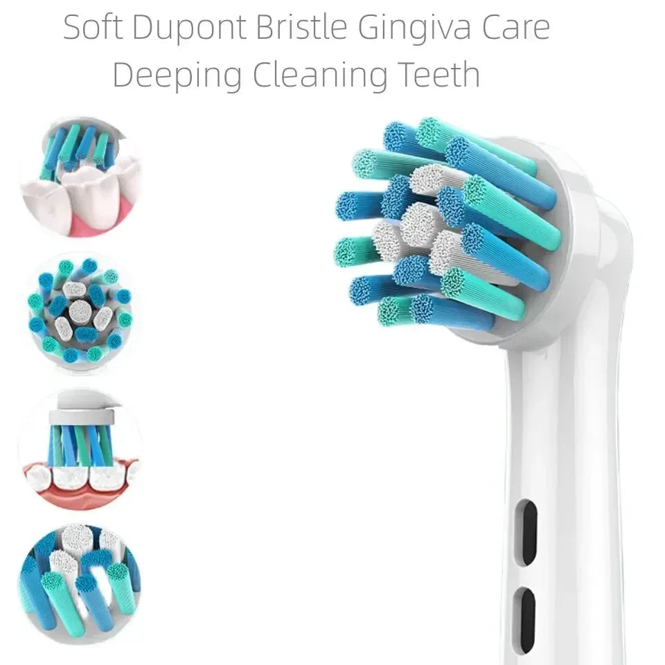 4PCS Dupont Bristle Electric Toothbrush Heads Whiten Teeth/Daily Clean/Precison Cleaning/Soft Care Teeth Function For Oral B - Urbizia