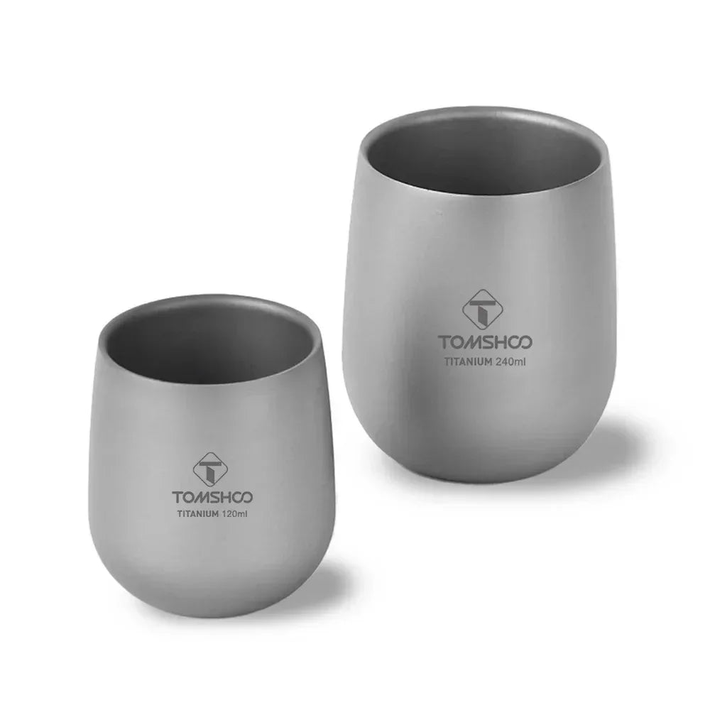 Tomshoo Titanium Cup Insulated Double Wall Drink Cup Outdoor Camping Titanium Water Cup for Camping Hiking Cool Camping Gear - Urbizia