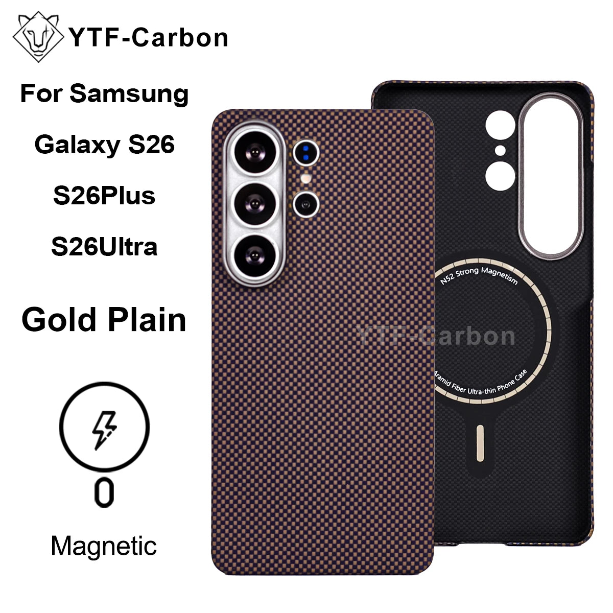 YTF-Carbon Magnetic Case For Samsung S26Ultra Aramid Carbon Fiber Cover For Magsafe S26 S26Plus Cover Mobile Phone Accessories