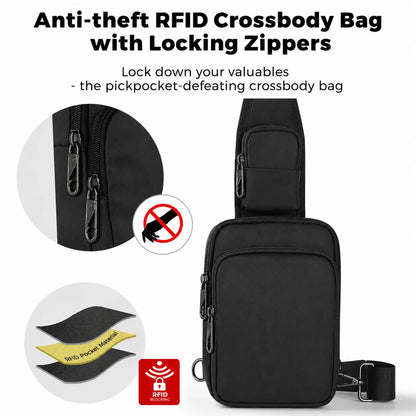 Fashionable Casual RFID Anti-Theft Sling Bag for Men's, Street Sports Chest Bag Simple Lightweight Shoulder Bag for Commuting