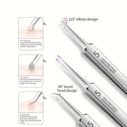 8-Piece Blackhead Remover Kit – Stainless Steel Blemish & Acne Extraction Tools – Professional Pimple Popper Set for All Skin