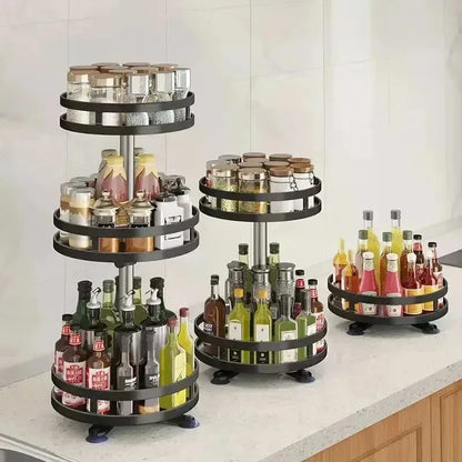 360° Rotating Kitchen Spice Storage Rack Organizer