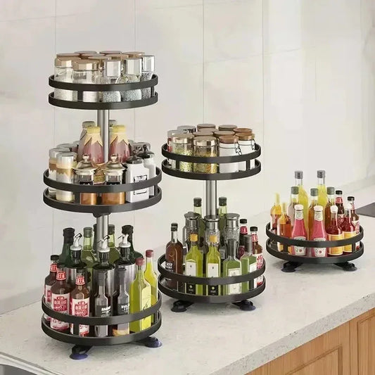 360° Rotating Kitchen Spice Storage Rack Organizer