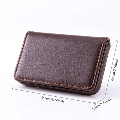 Sized Stitched PU Leather Credit High Quality Card Holder Visiting Business Card Case Wallet with Magnetic Shut for Men & Women