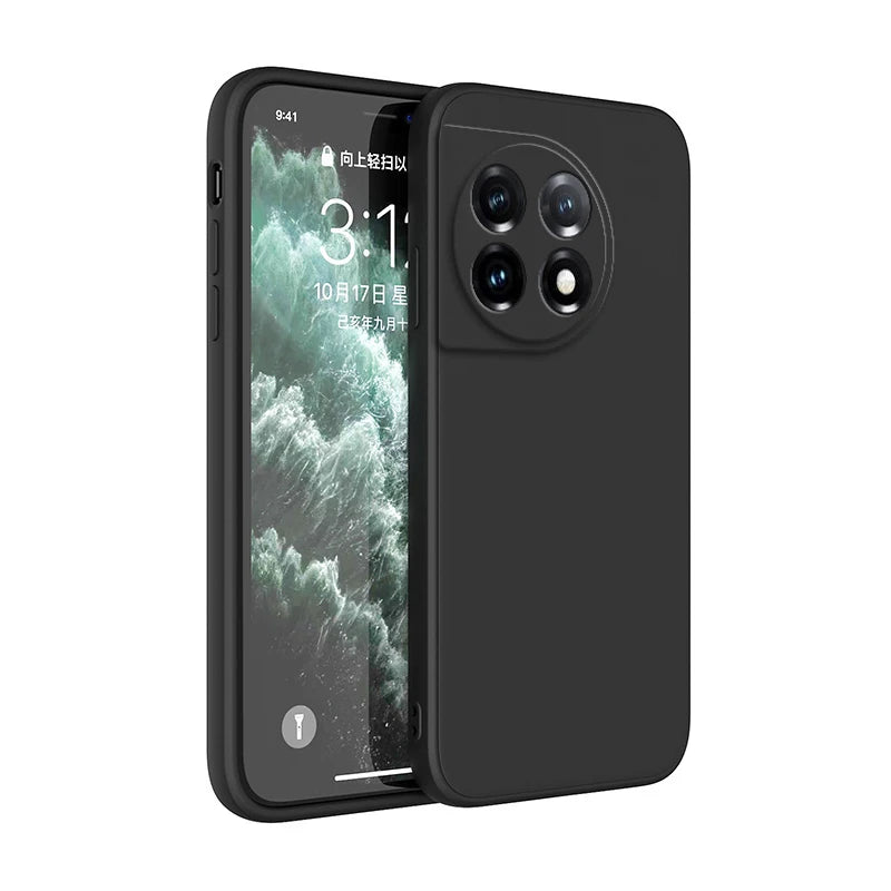 Soft Back Cover Phone Case for Oneplus 11 11R 5G Candy Color Liquid Silicone Funda Luxury Straight Edge Original Protect Housing