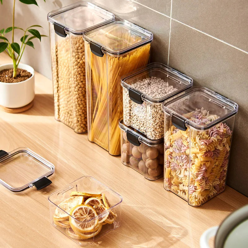 Sealed Jars Kitchen Grain Storage Organizer Large Tank Plastic Moisture-proof Storage Box Household Seasoning Jars Set 2030