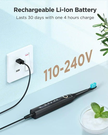 Fairywill Electric Sonic Toothbrush USB Charge FW-507 Rechargeable Waterproof Electronic Tooth Brushes Replacement Heads Adult - Urbizia