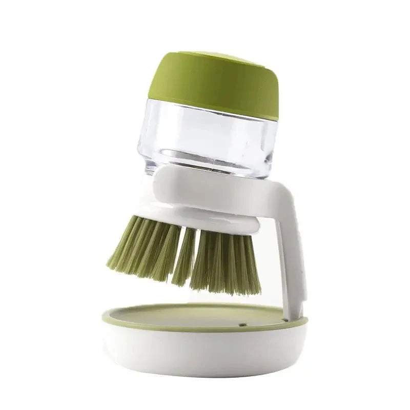 Dish Brush With Soap Dispenser – Multi-Use Kitchen Palm Brush With Tray