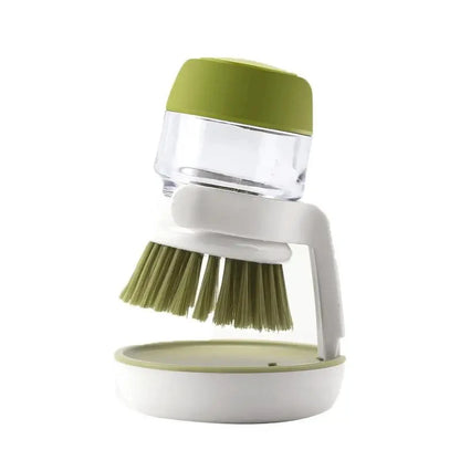 Dish Brush With Soap Dispenser – Multi-Use Kitchen Palm Brush With Tray