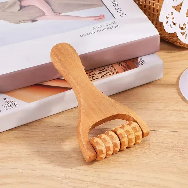 Wooden Massager Manual Roller Neck Back Waist Massage Tool Portable Meridian Dredging Massager Relax Leg Body Massage for Face