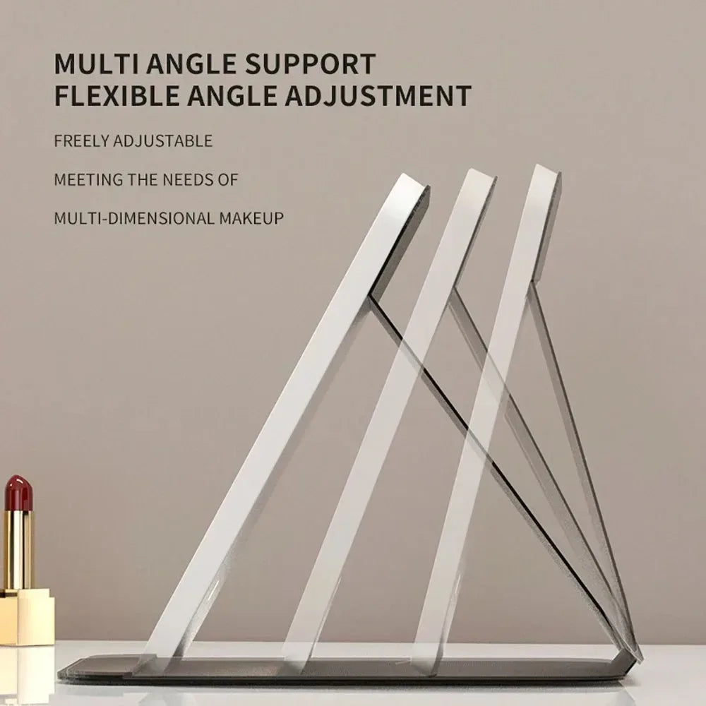 USB Rechargeable 3 Colors LED Makeup Mirror Pocket Mirror Touch Dimmable 3 Brightness Foldable for Travel Office Home - Urbizia