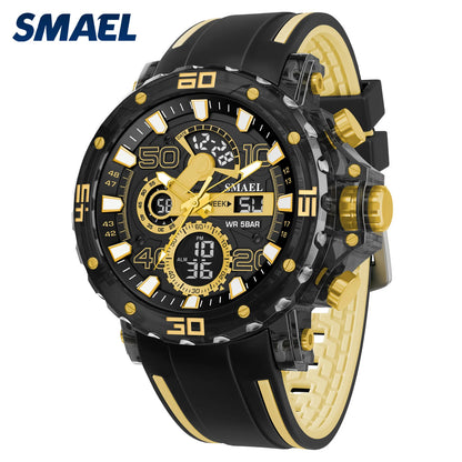 SMAEL 8136 50M Waterproof Military Watch for Men - LED Backlight Alarm Chronograph Stopwatch Shockproof Outdoor