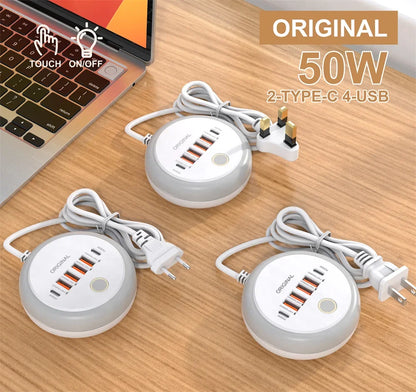 50W Power Strip Multi Port USB C Socket Type C Fast Charging Wall Charger USB Adapter For IPhone12 13 Quick Mobile Phone Charger