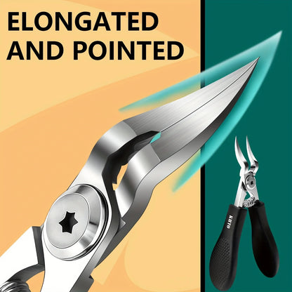 KHTO Professional Heavy-Duty Steel Toenail Clipper with Serrated Blade Thick & Ingrown Nails, Durable Trimmer for Men & Women