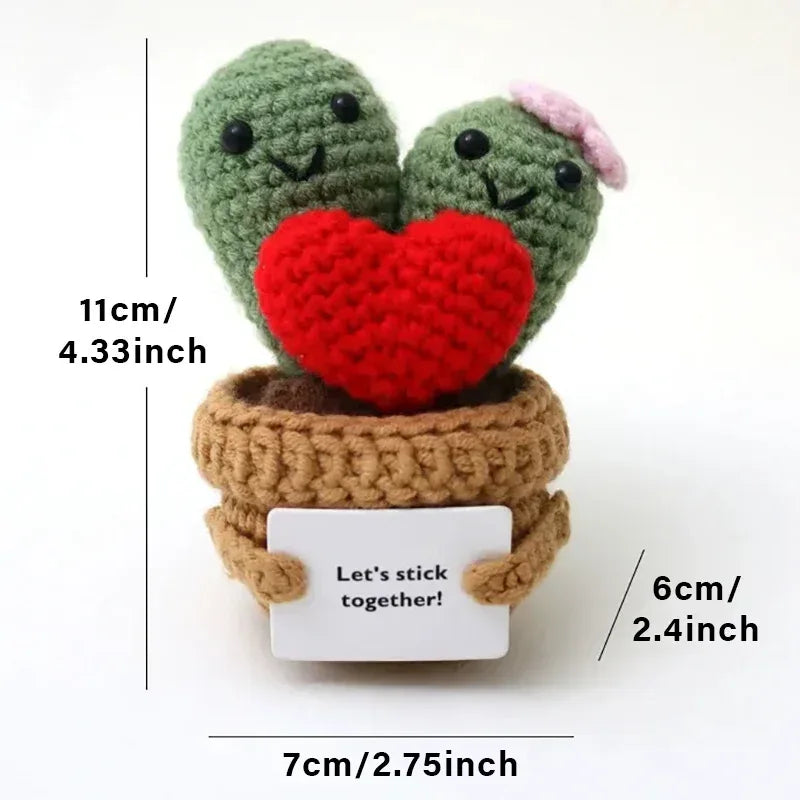 Positive Energy Crochet Doll Pocket Hug Handmade Knitted Plush Potato Plant Avocado Bee Turtle Duck Funny Emotional Support Gift - Urbizia