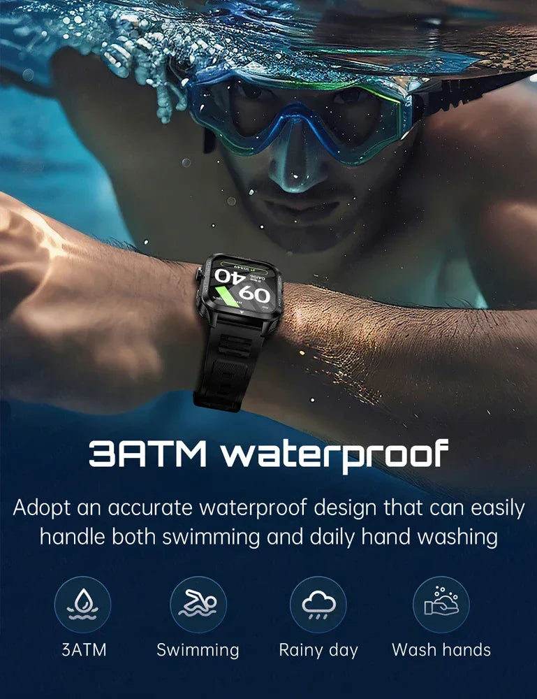 Outdoor Smartwatch Men GPS Sports 800mAh Battery Bluetooth Call Health 1.96-inch Screen Flashlight 3ATM Waterproof Smart Watch - Urbizia