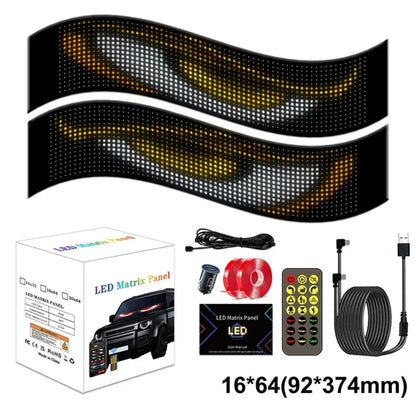 Multifunctional Bright Devil Eyes LED Light for Car Windshield Flexible Programmable Scrolling LED Display Bluetooth APP Control
