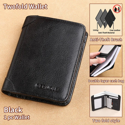 GERUOLA Slim RFID Shielded Genuine Leather Wallet for Men-Multifunctional ID & Credit Card Holder Dark Brown with Embellishments