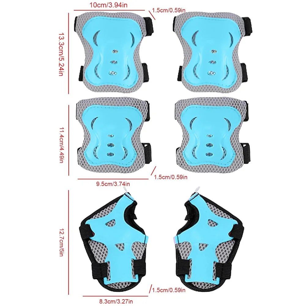 6 in 1 Knee Pads Elbow Pads with Wrist Guards for Ages 3-10, Protective Gear for Skating, Cycling, Biking,Roller Skates,Scooters