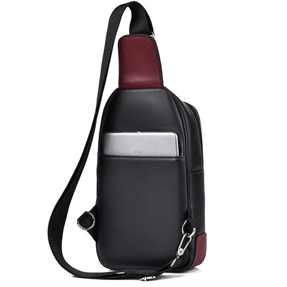Brand Men's Leather Chest Bag Shoulder Bag Multi-function Cross Body Waterproof Travel Messenger Pack Handbag For Male Female