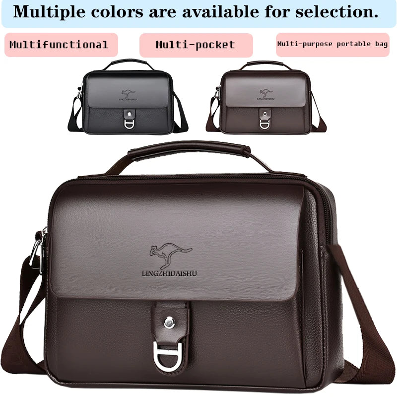 Premium Quality Leather Crossbody Bag, Men's Stylish Shoulder Handbag with Secure Buckle, Great for Business Trips