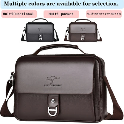 Premium Quality Leather Crossbody Bag, Men's Stylish Shoulder Handbag with Secure Buckle, Great for Business Trips