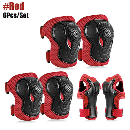 6 In 1 Kids/Youth Protective Gear Set, Kids Knee Pads Elbow Pads & Wrist Guard for Scooter, Skateboard, Bicycle, Inline Skating