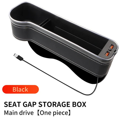 Car Seat Gap Filler Cup Holder 7 Colours Changing LED Car Crevice Storage Organizer Box With 2Usb Charger Car Accessories