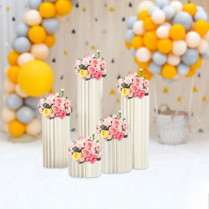 5PCS Wedding Party Flower Stand Cylinder Foldable Cardboard Centerpiece Dessert Table Columns Display Stand 20cm-100cm