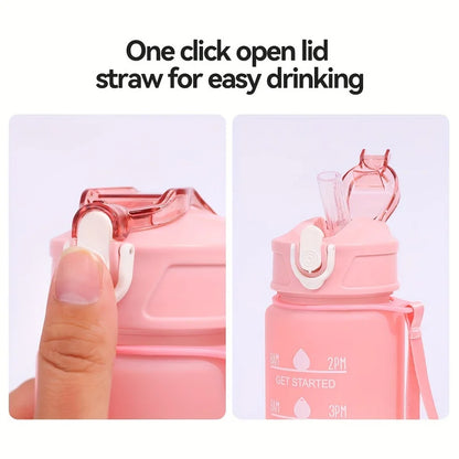 700ml Sports water Bottle High Temperature Resistant Graduated Straw Cup Rainbow Frosted Progressive Color Water Cup Plastic Cup