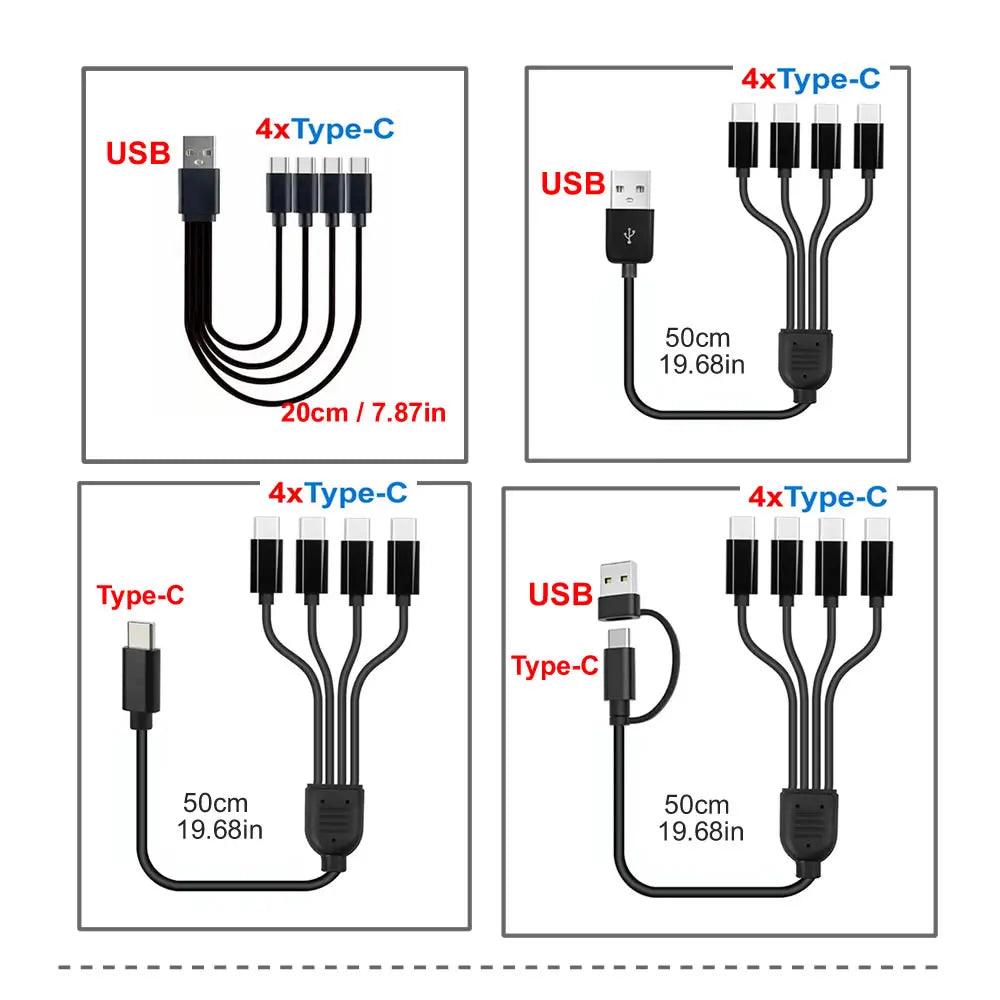 4-in-1 USB Charging Cable Multi Port Splitter