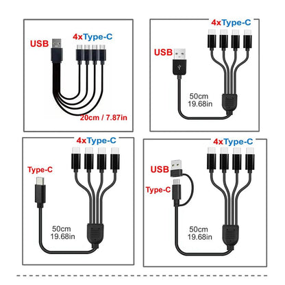 4-in-1 USB Charging Cable Multi Port Splitter