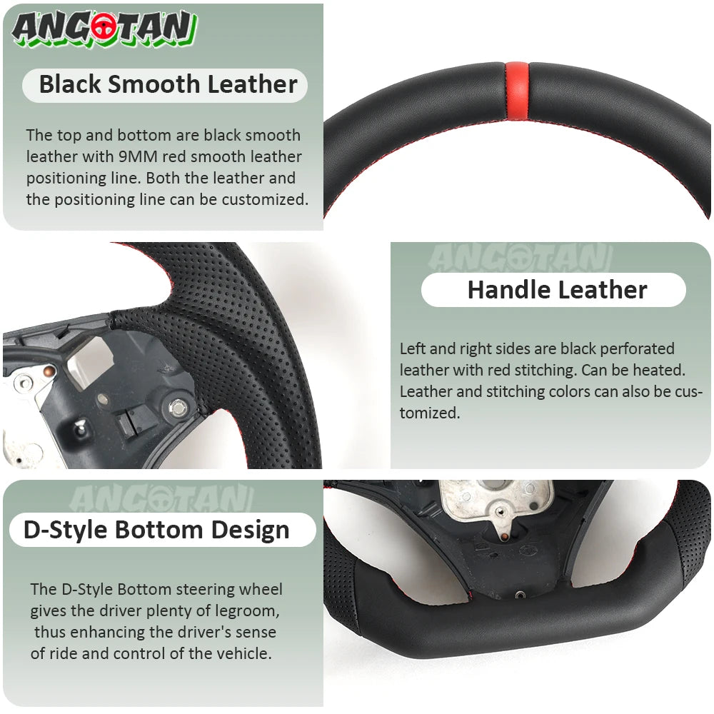 Full Leather Steering Wheel For BMW E90 E91 E92 E93 E89 328i 335i 325i 2005-2012 Steering Wheel Flat Bottom With Paddle Holes