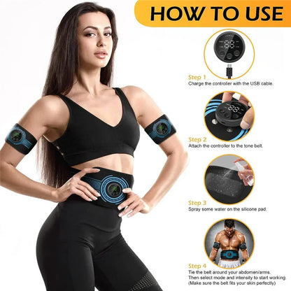 EMS Abdominal Fitness & Massage Belt – Intelligent USB Rechargeable - Urbizia