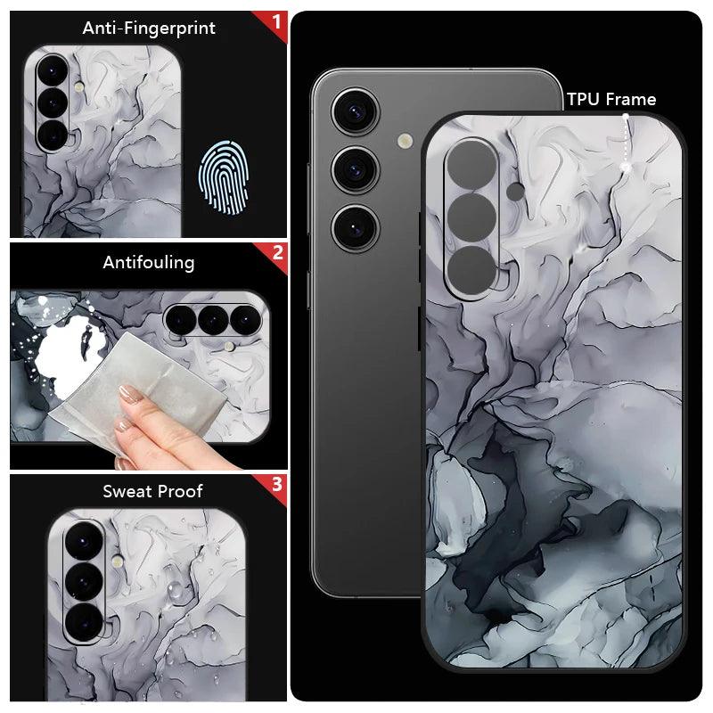 Marble Hand Lanyard Case For Samsung Galaxy S26 S25 S24 Ultra S23 FE A56 A17 A36 A55 A54 A16 A15 5G Soft Silicone Phone Cover