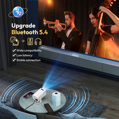 XGODY Gimbal 3 Pro Mini Smart Projector, 300 ANSI, Native 720P, Android 11, WiFi 6 & BT 5.4, Auto Keystone Correction, Wireless Screen Mirroring, 20-120 Inch HD Home Theater Projector for Bedroom Movies Gaming, Support HDMI U