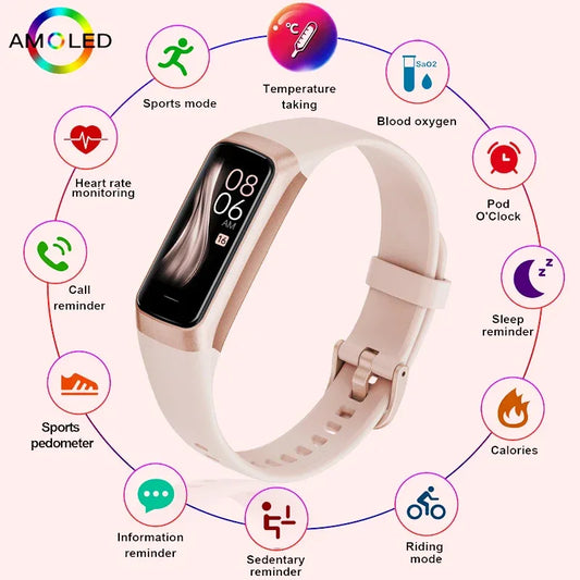 LIGE Amoled Smart Watch Men Smart Band Women Heart Rate Blood Smartwartch Waterproof Smart Bracelet Sport Fitness Tracker 2026 - Urbizia
