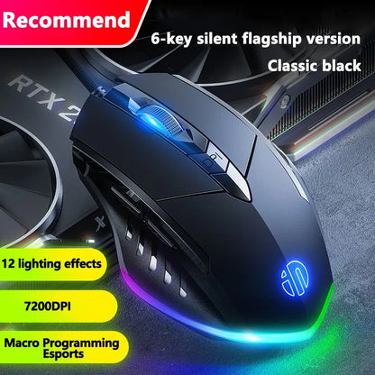 Inphic W1 Wired Mouse Esports Gaming Mouse Silent Office Mouse Three keys and six keys are optional