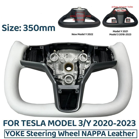  350mm Yoke Handle Steering Wheel With Heating Personalized NAPP Leather Accessories For Tesla Model 3/Y 2018-2022 Y 2022-2024
