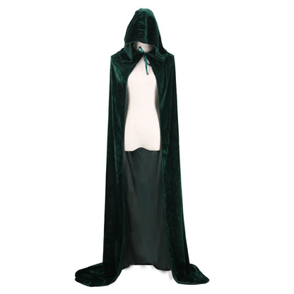 Christmas Pleuche Velvet Hooded Cloak Cape – Medieval Witch, Wicca, Vampire Halloween & Cosplay Costume