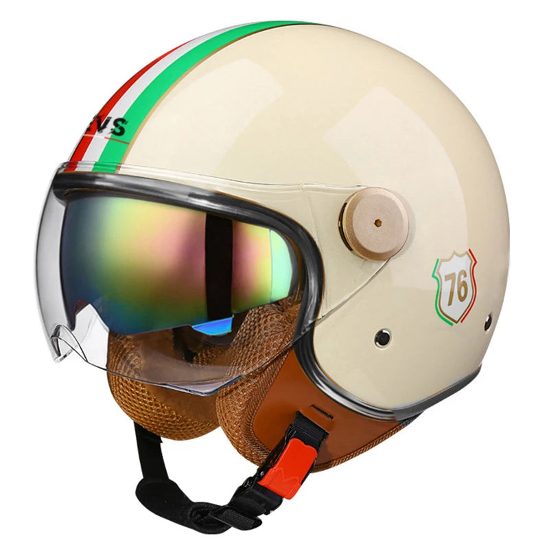 Sevs Open-Face Motorcycle Helmet with Visor