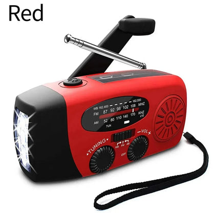 Weather Radio Emergency Multifunctional Radio FM AM WB Hand Crank Solar USB Charging 2000mAh Power Bank LED Flashlight Torch - Urbizia