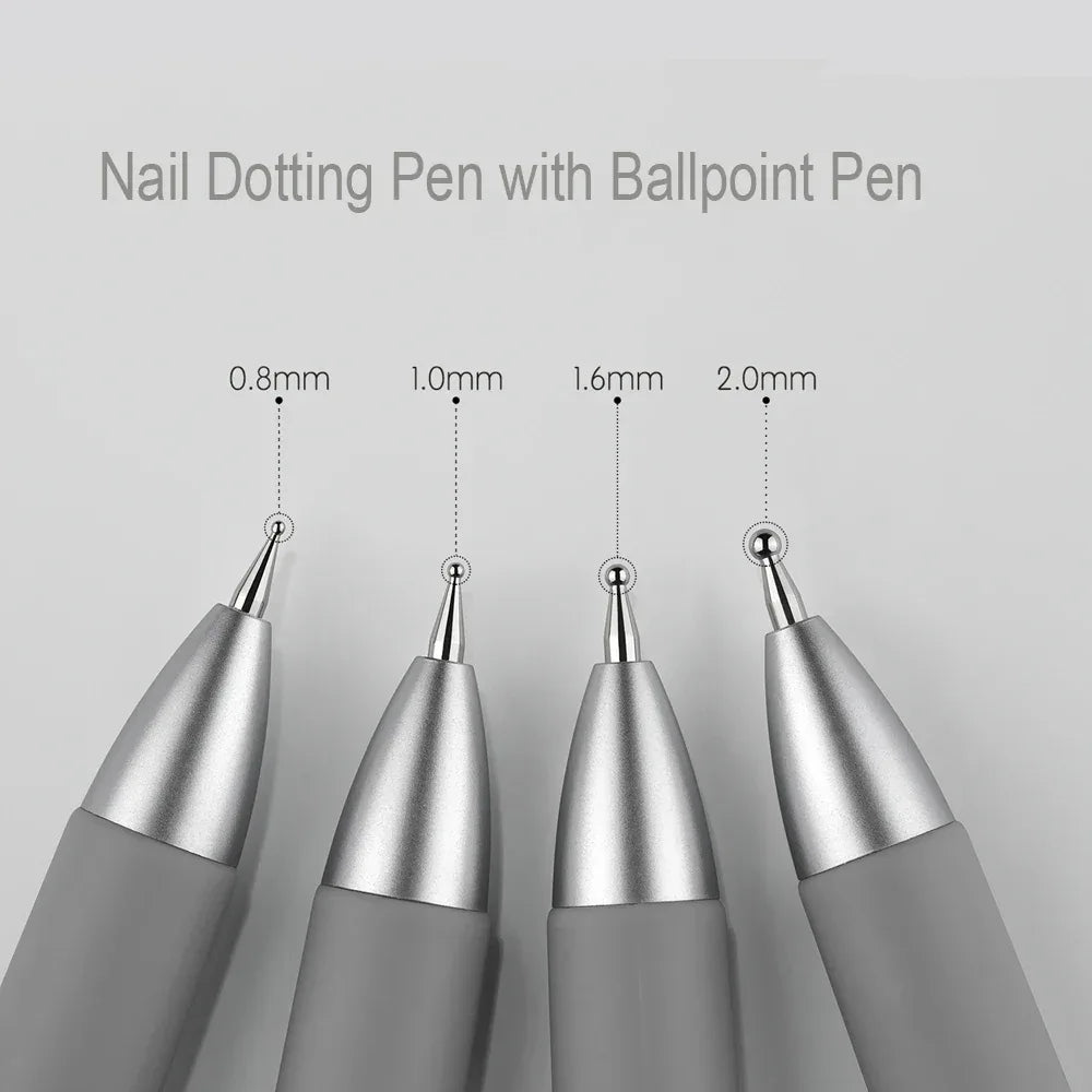 5-in-1 Nail Art Dotting Pen Press-Type Multi-Headed Size Nail Point Ballpoint Pen Wave Point/Smudge/Spot Drill Tool Manicure Pen