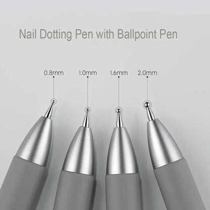 5-in-1 Nail Art Dotting Pen Press-Type Multi-Headed Size Nail Point Ballpoint Pen Wave Point/Smudge/Spot Drill Tool Manicure Pen