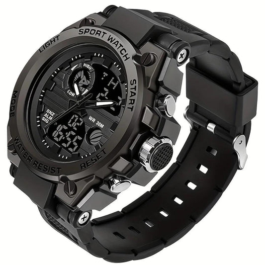 Watches for Men Watch Outdoor LED Stopwatch Digital Electronic Large Dual Display Tough Electronic Clock Wrist Watches for Men