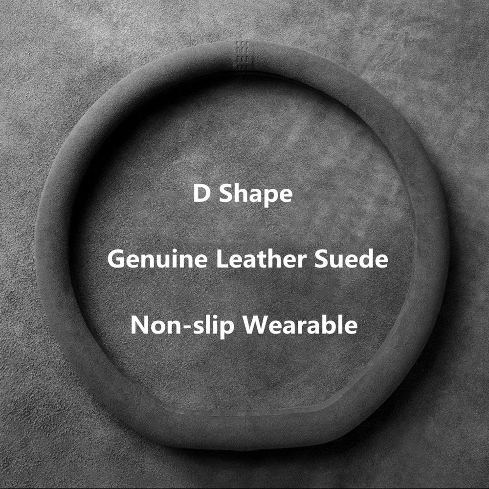Universal Cowhide Suede Steering Wheel Cover 37–38cm - Urbizia